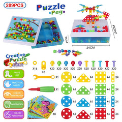 3D Mosaic Puzzle Building Bricks with Drilling Screw Toys for Children